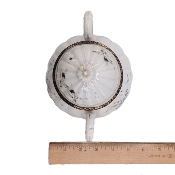 Vintage Japanese Kutani Style Porcelain Lidded Sugar Bowl Pot Hand Painted - Picture 13 of 13